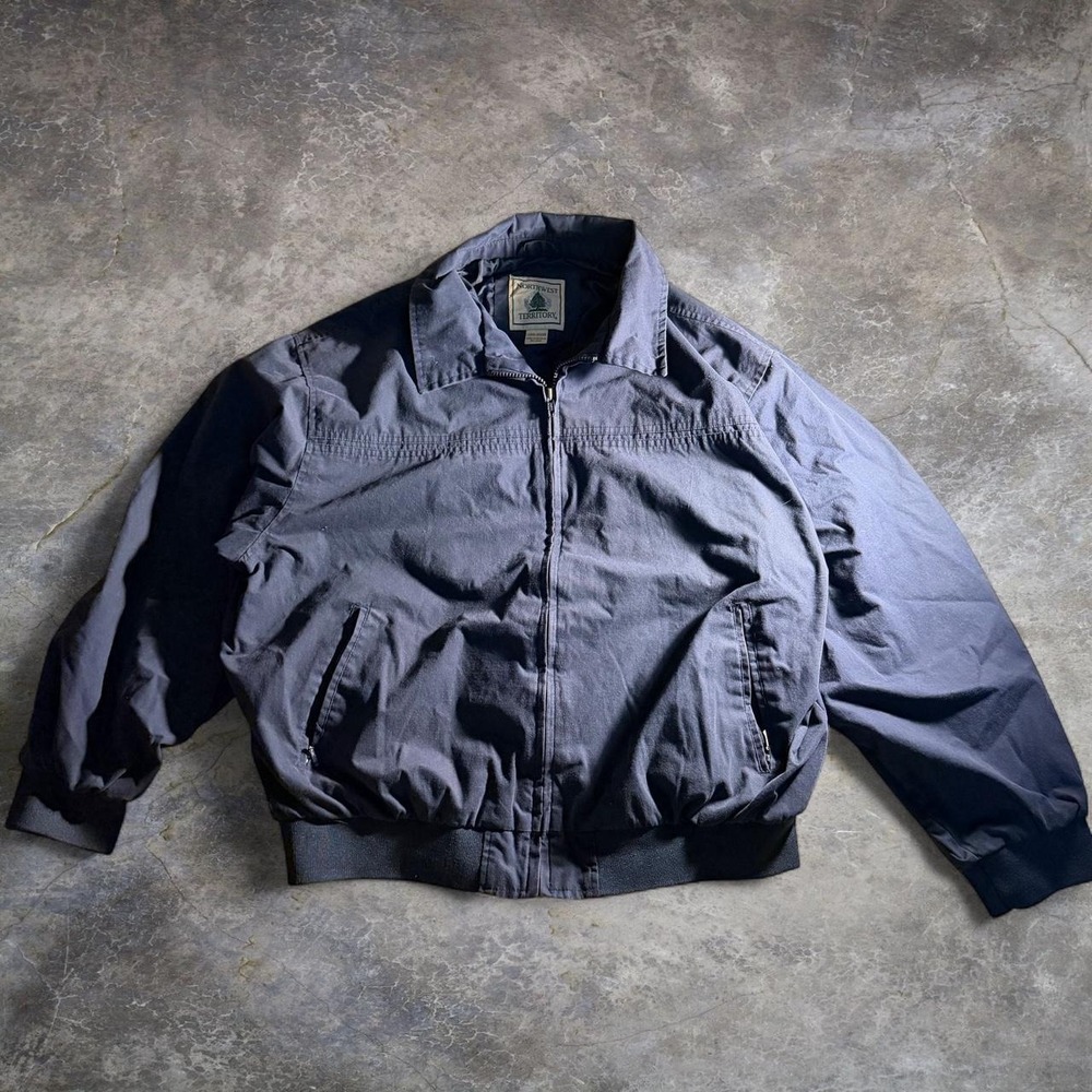 Northwest Territory Mens Vintage Bomber Jacket Navy Blue Full Zip Large